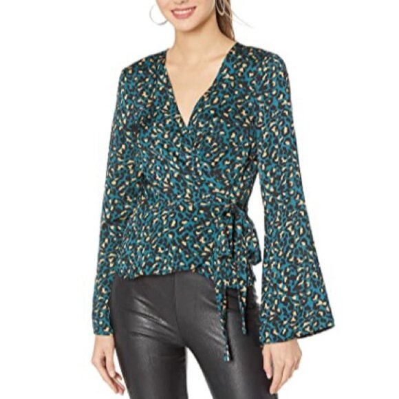 Tops - BCBGeneration Bell Sleeve Wrap Blouse in Teal